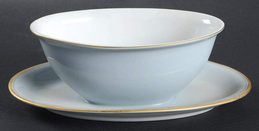 Graymont (Gold Trim) Gravy Boat with Attached Underplate by Grace-1