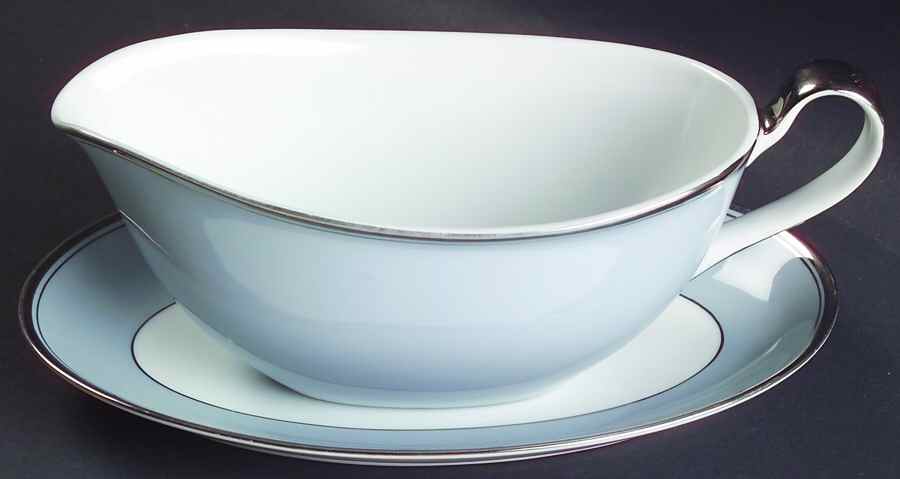 Graymont (Platinum Trim) Gravy Boat & Underplate/Relish by Grace-1