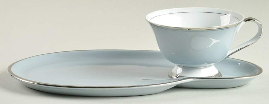 Graymont (Platinum Trim) Snack Plate & Cup Set by Grace-1
