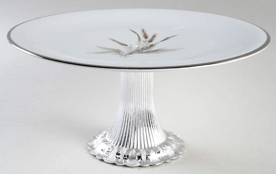 Lady Diana Cake Stand with 4"-5" Metal Pedestal  Hc by Grace-1