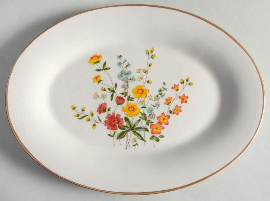 Meadow Bouquet 12" Oval Serving Platter by Grace-1