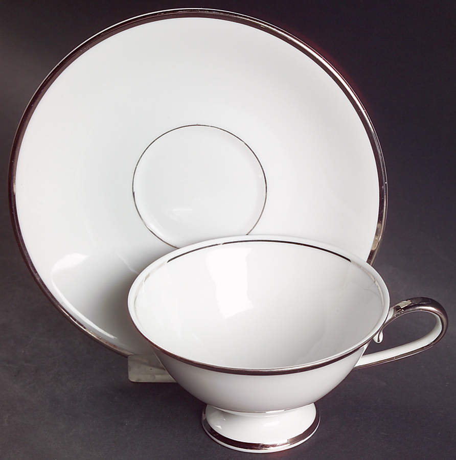 Weddingband Footed Cup & Saucer Set by Grace-1