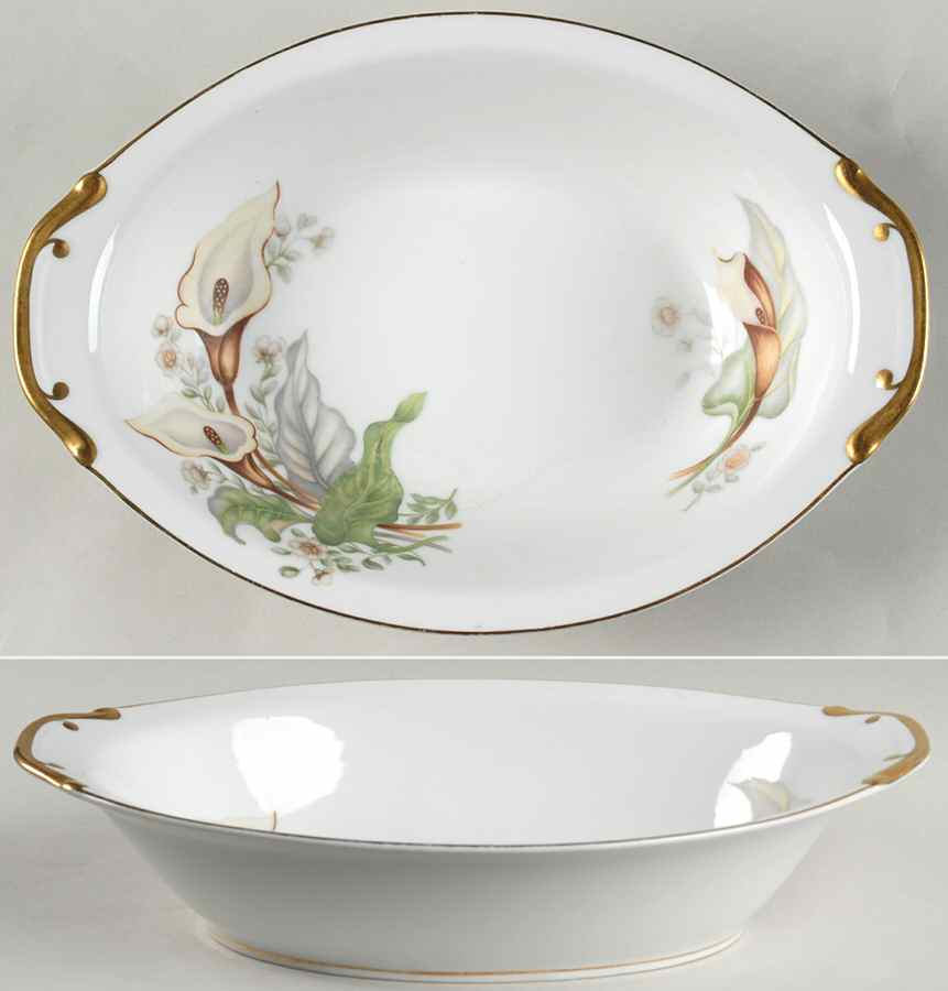 Wood Lily 11" Oval Vegetable Bowl by Grace-1