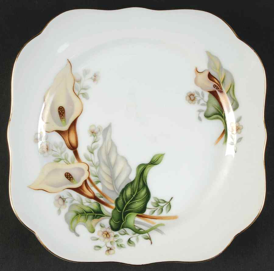 Wood Lily Square Salad Plate by Grace-1