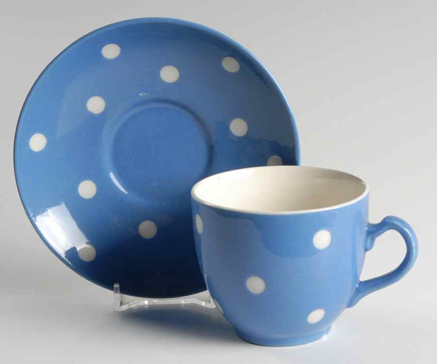 Blue Domino (Blue & White) Flat Cup & Saucer Set by T G Green (England)-1