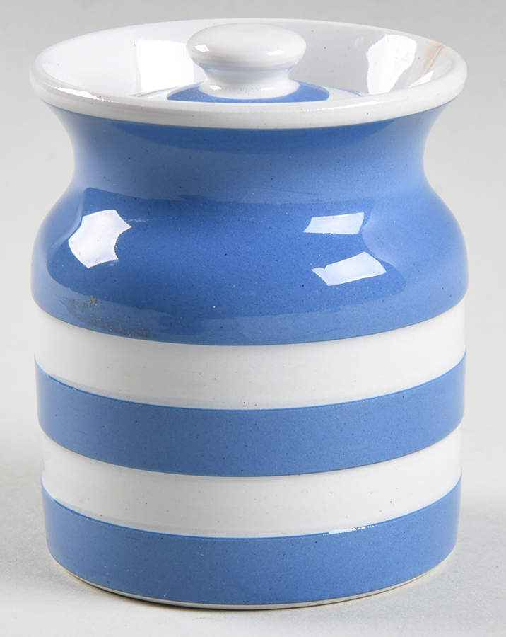 Cornish Blue White (Shield and TG Green) 3" Storage Jar & Lid by T G Green (England)-1