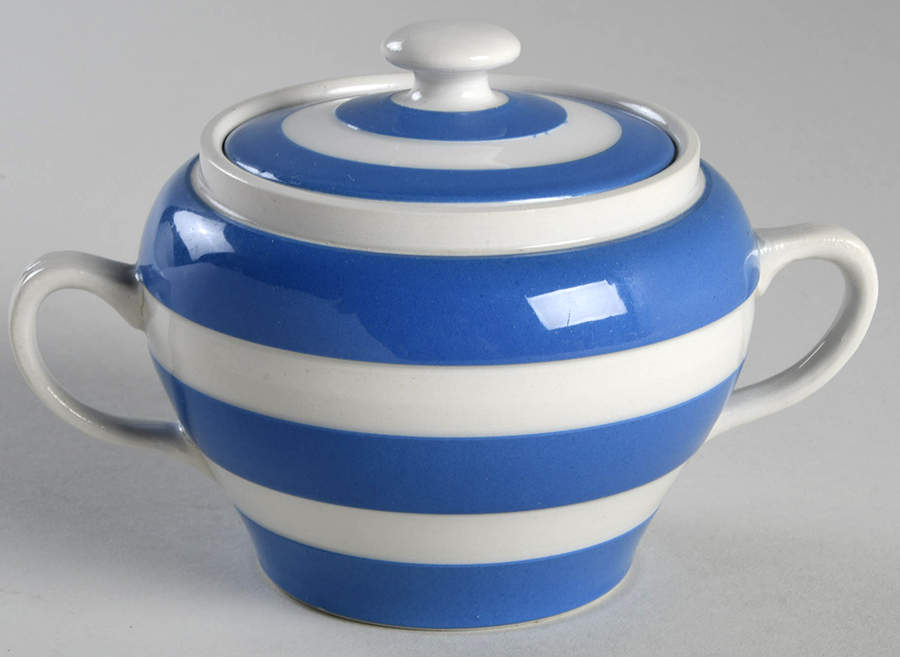 Cornish Blue White (Shield and TG Green) Sugar Bowl & Lid by T G Green (England)-1