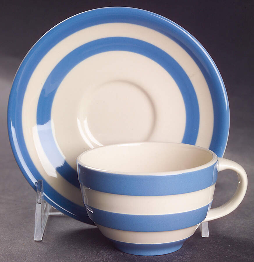 Cornish Blue White (Shield and TG Green) Espresso Cup and Saucer Set by T G Green (England)-1