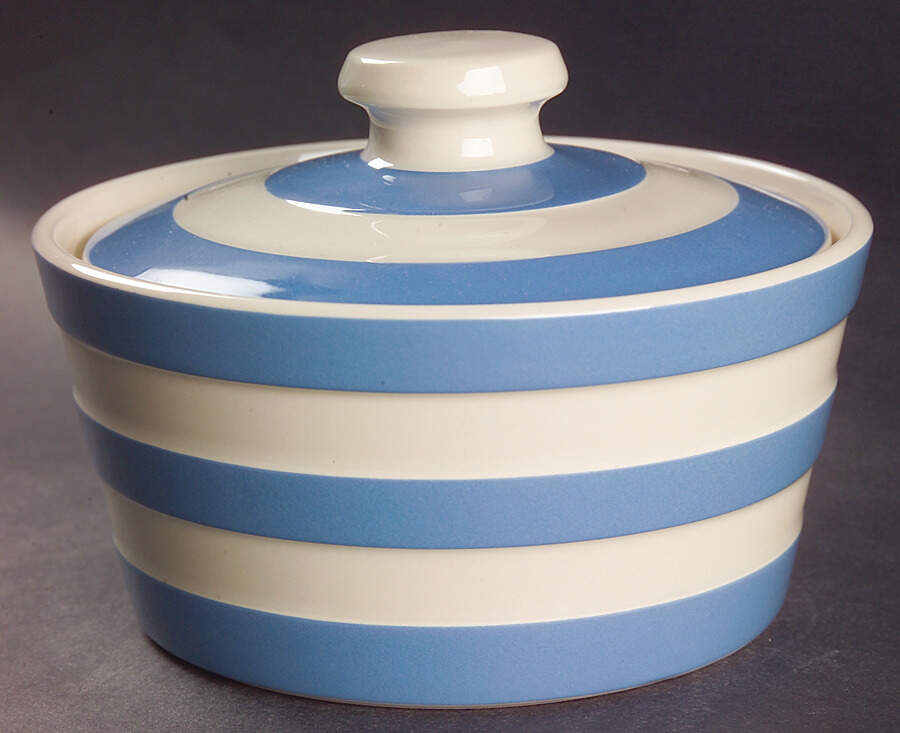Cornish Blue White (Shield and TG Green) Butter Tub & Lid by T G Green (England)-1