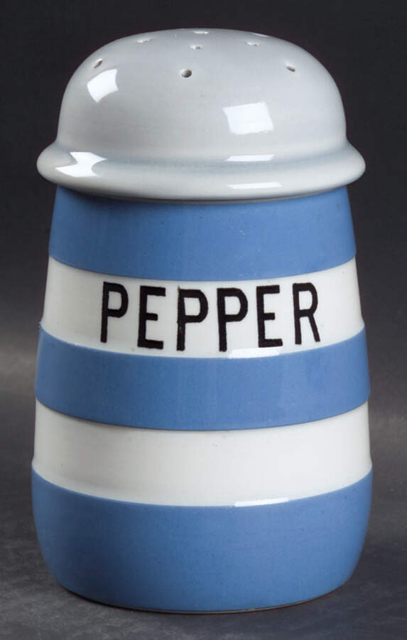 Cornish Blue White (Shield and TG Green) Pepper Shaker & Lid by T G Green (England)-1