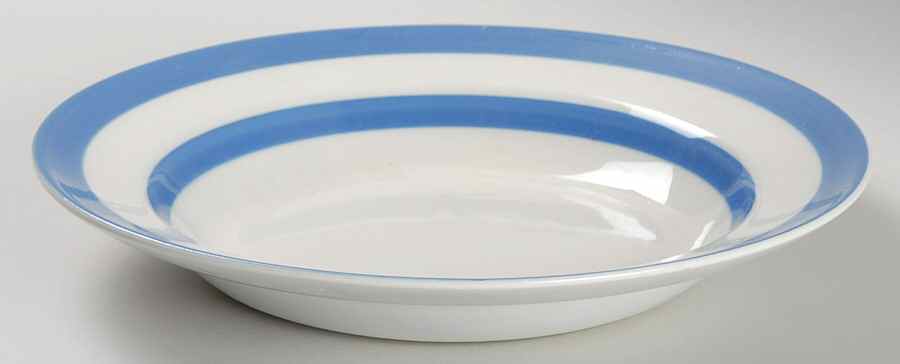 Cornish Blue White (Shield and TG Green) Large Rim Soup Bowl by T G Green (England)-1