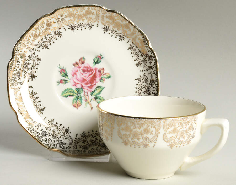 Briar Rose Flat Cup & Saucer Set by Georgian China-1