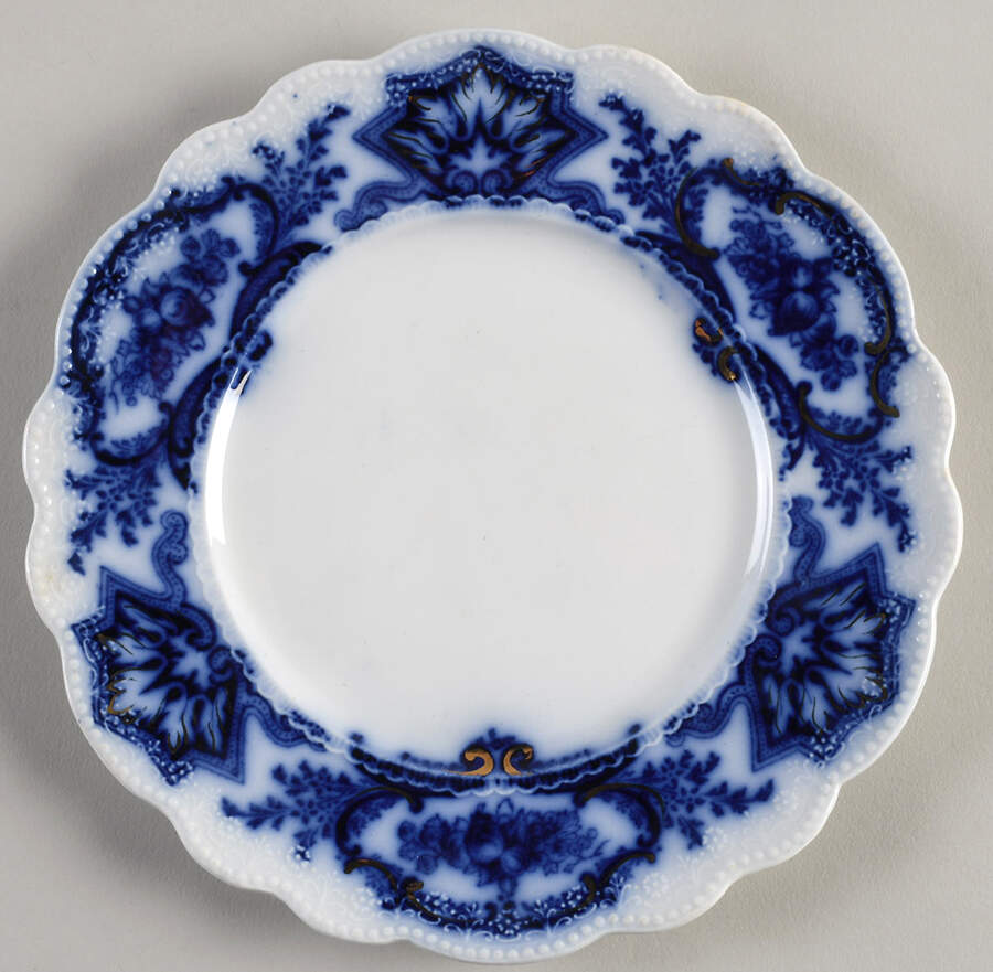 Alaska (Flow Blue, Gold Ring) Bread & Butter Plate by Grindley-1
