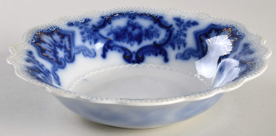 Alaska (Flow Blue, Gold Ring) Coupe Cereal Bowl by Grindley-1