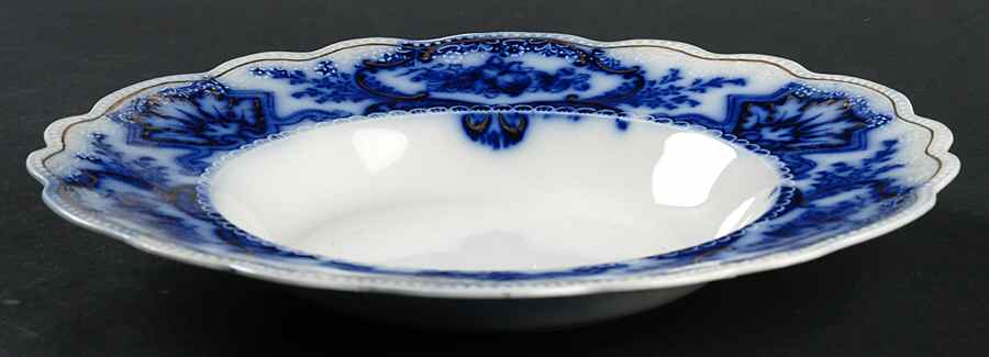 Alaska (Flow Blue, Gold Ring) Rim Soup Bowl by Grindley-1