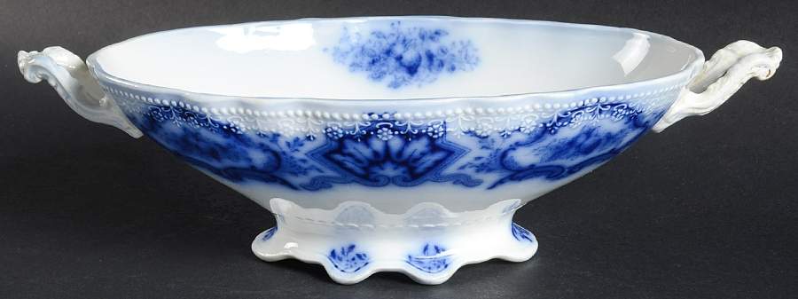 Alaska (Flow Blue, Gold Ring) Oval Vegetable No Lid by Grindley-1