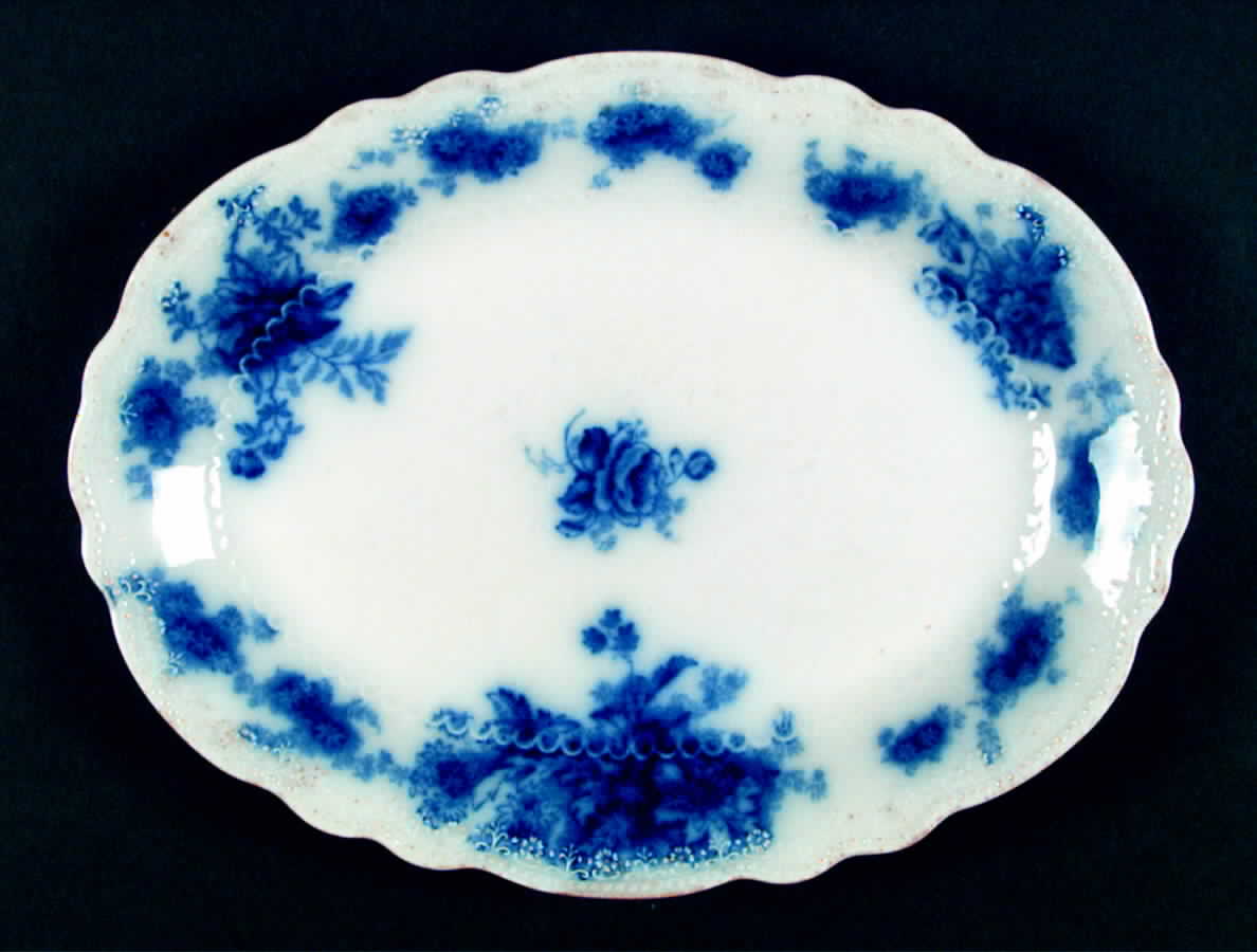 Albany (Flow Blue) 12" Oval Serving Platter by Grindley-1