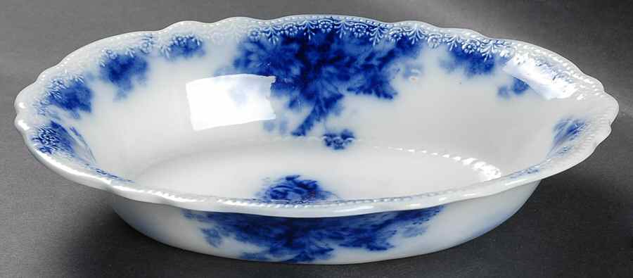 Albany (Flow Blue) 9" Oval Vegetable Bowl by Grindley-1