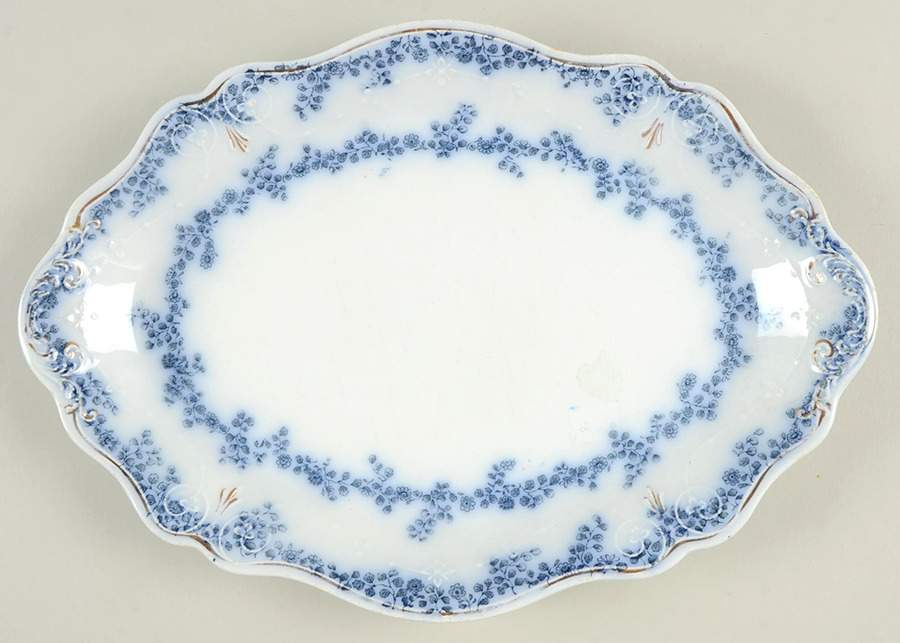 Aldine (Flow Blue) 12" Oval Serving Platter by Grindley-1