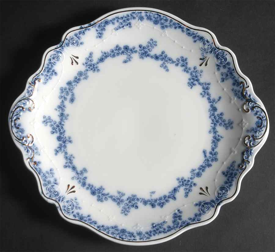 Aldine (Flow Blue) Handled Cake Plate by Grindley-1