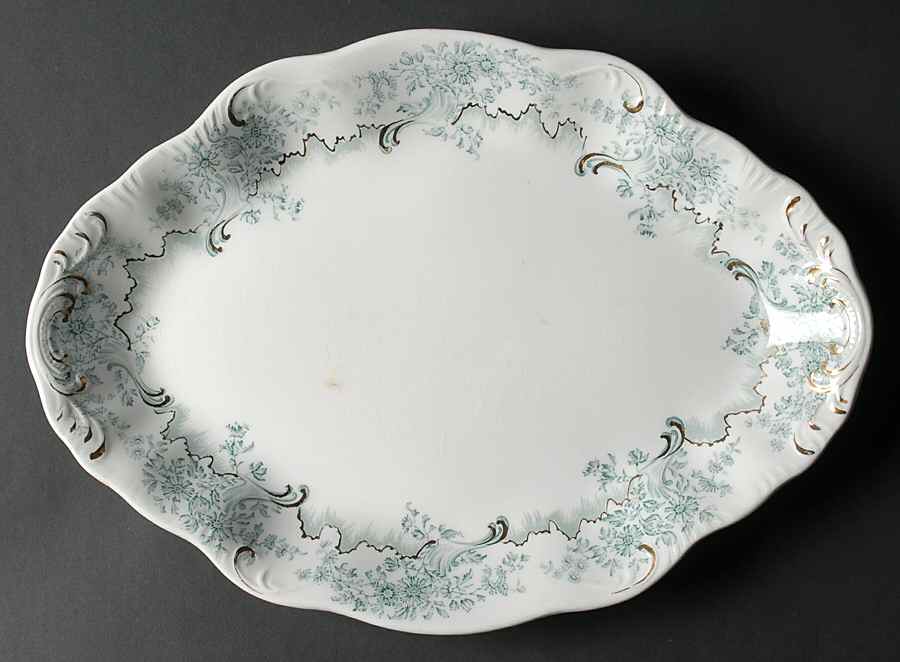 Antique Green 14" Oval Serving Platter by Grindley-1