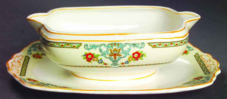 The Arcadia Gravy Boat with Attached Underplate by Grindley-1