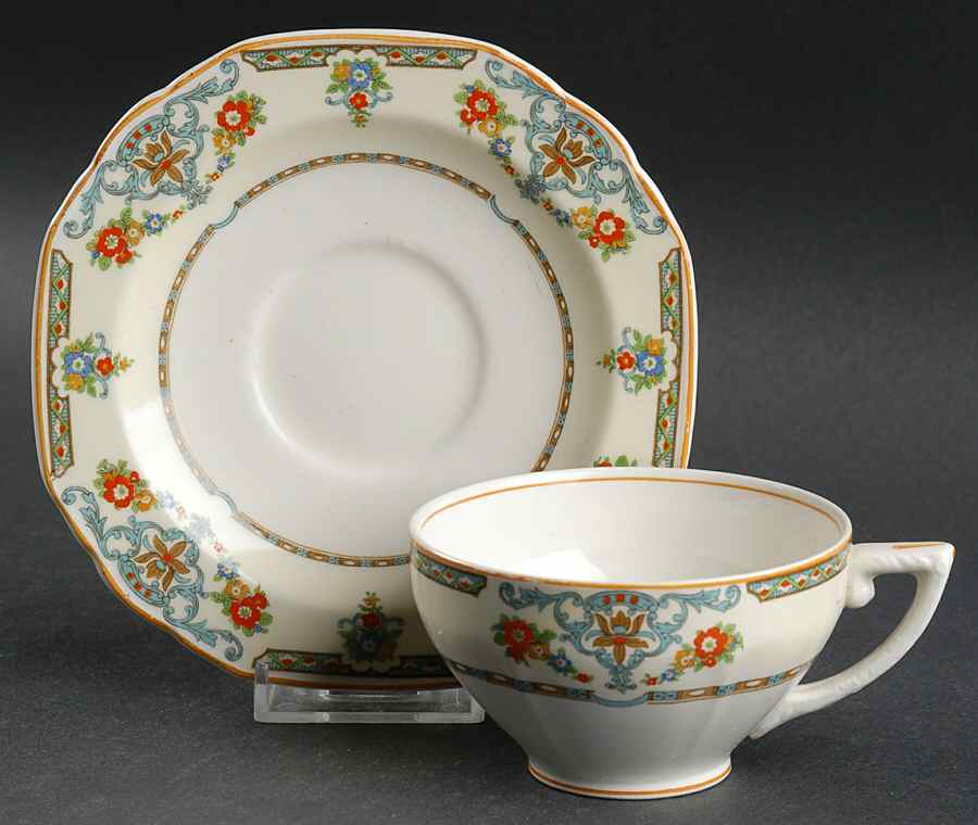 The Arcadia Flat Cup & Saucer Set by Grindley-1