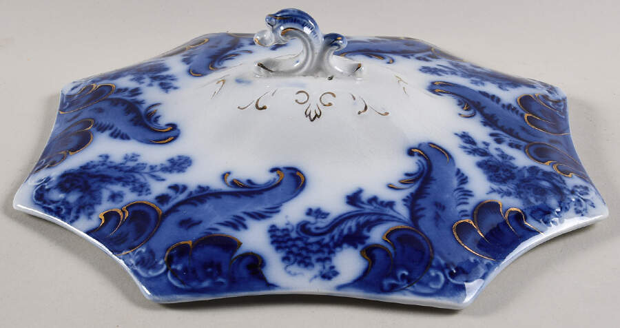 Argyle (Flow Blue) Lid for Round Vegetable by Grindley-1