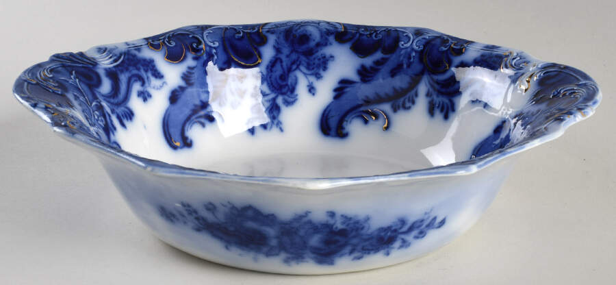 Argyle (Flow Blue) 10" Round Vegetable Bowl by Grindley-1