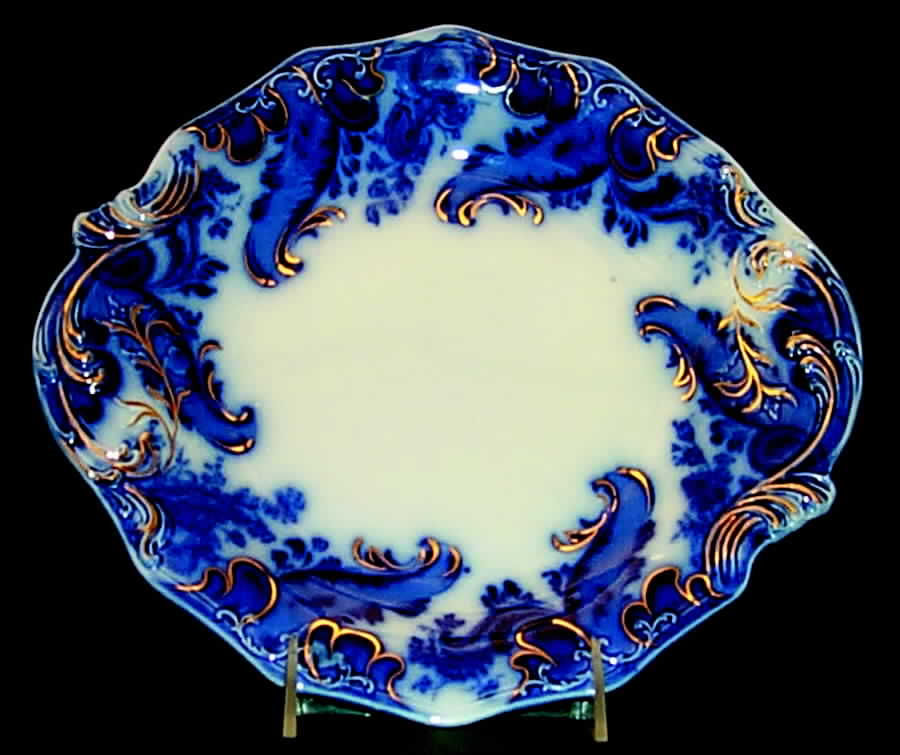 Argyle (Flow Blue) Handled Cake Plate by Grindley-1