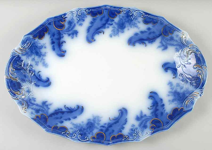Argyle (Flow Blue) 19" Oval Serving Platter by Grindley-1