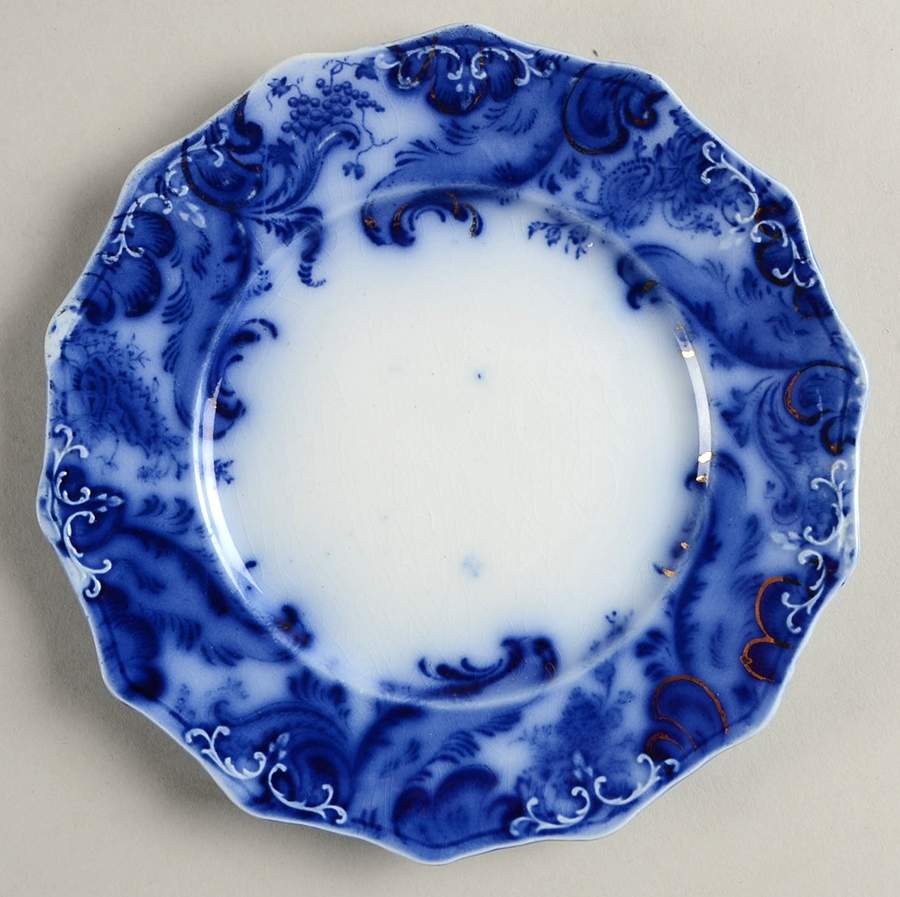 Argyle (Flow Blue) Bread & Butter Plate by Grindley-1
