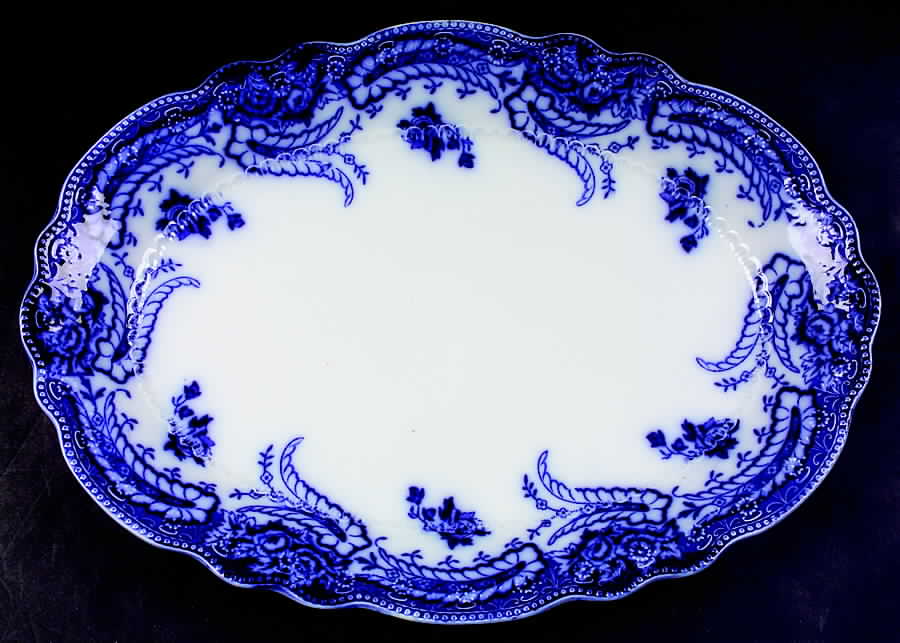 Ashburton (Flow Blue) 16" Oval Serving Platter by Grindley-1