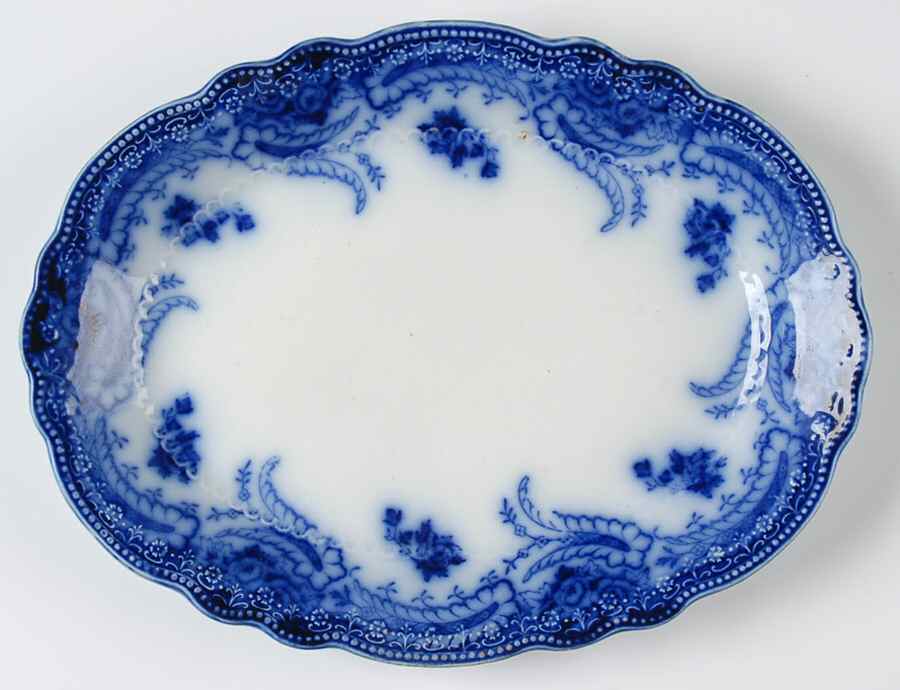 Ashburton (Flow Blue) 12" Oval Serving Platter by Grindley-1