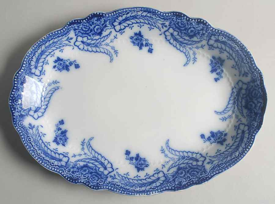 Ashburton (Flow Blue) 14" Oval Serving Platter by Grindley-1