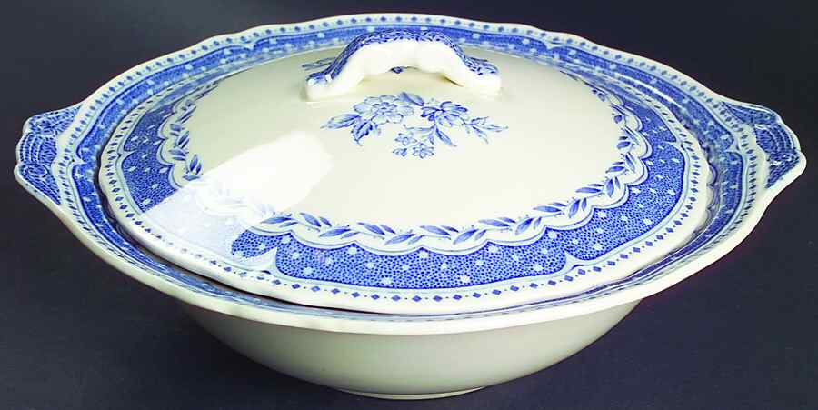 Avon Blue (Earthenware) Round Covered Vegetable by Grindley-1
