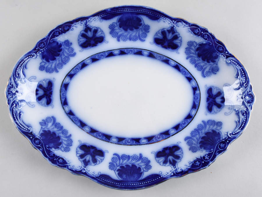 Baltic (Flow Blue) 12" Oval Serving Platter by Grindley-1