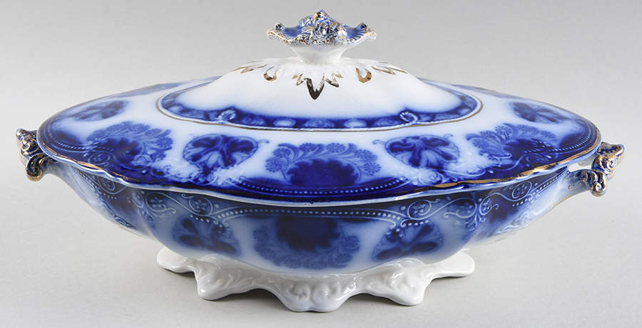Baltic (Flow Blue) Oval Covered Vegetable by Grindley-1