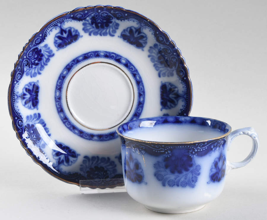 Baltic (Flow Blue) Flat Cup & Saucer Set by Grindley-1