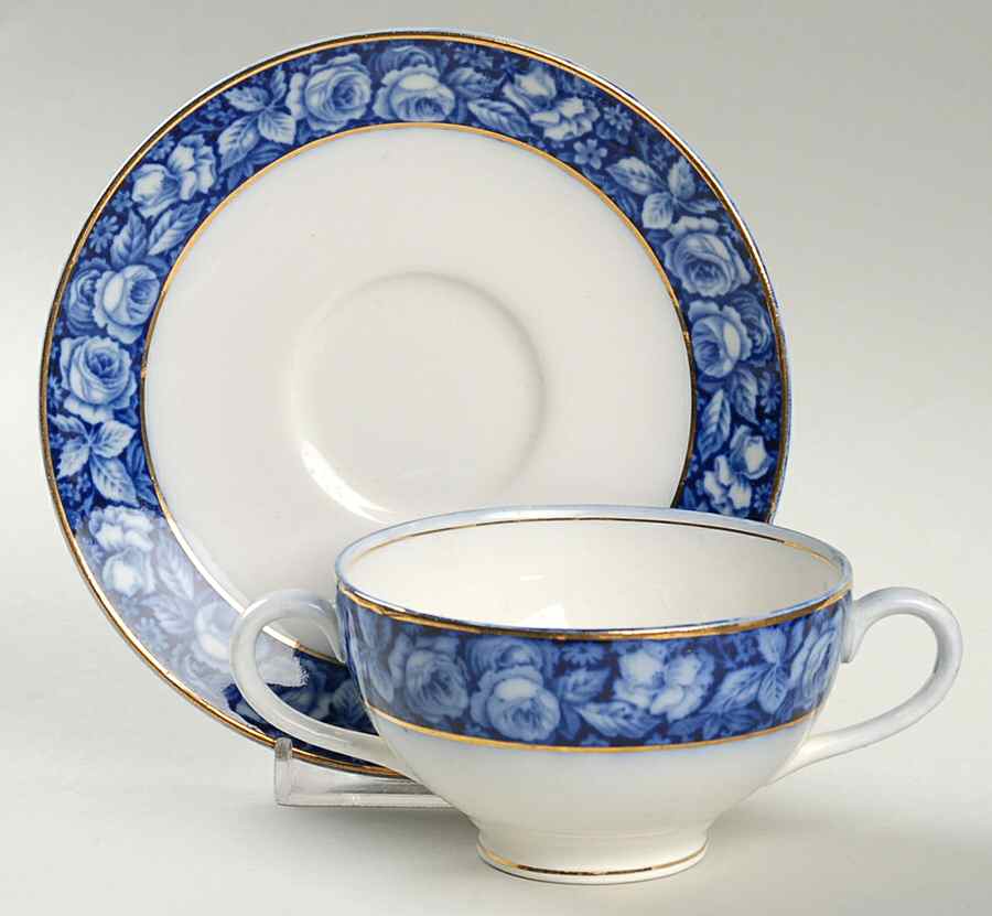 Beauty Roses Footed Bouillon Cup & Saucer by Grindley-1