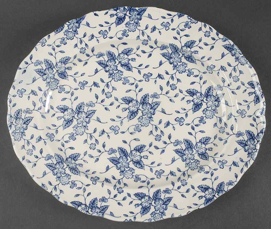 Bouquet Blue 11" Oval Serving Platter by Grindley-1