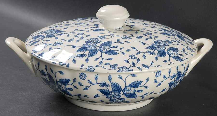 Bouquet Blue Round Covered Vegetable by Grindley-1