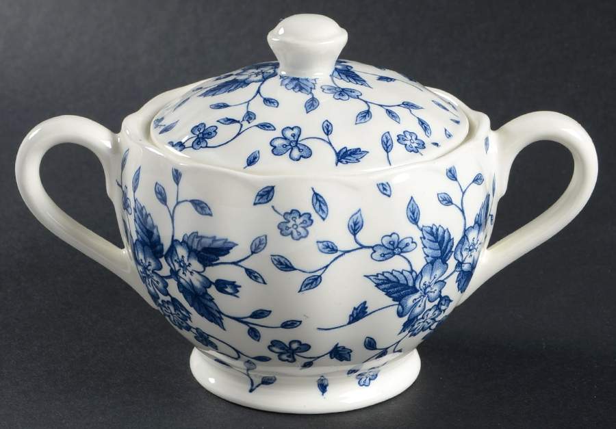 Bouquet Blue Sugar Bowl & Lid by Grindley-1