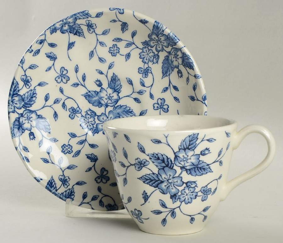 Bouquet Blue Flat Cup & Saucer Set by Grindley-1