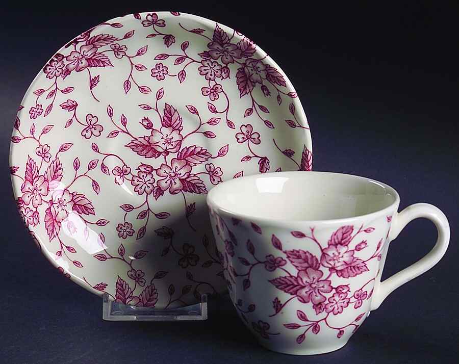 Bouquet Pink Flat Cup & Saucer Set by Grindley-1