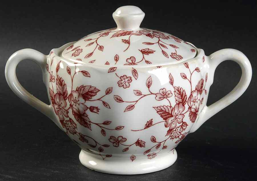 Bouquet Pink Sugar Bowl & Lid by Grindley-1