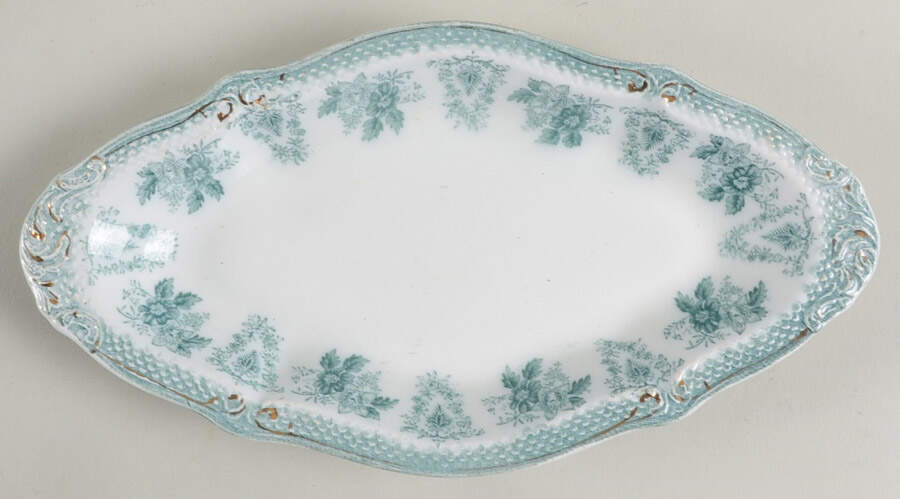 Brussels Green (Gold Trim) Underplate for Gravy Boat by Grindley-1