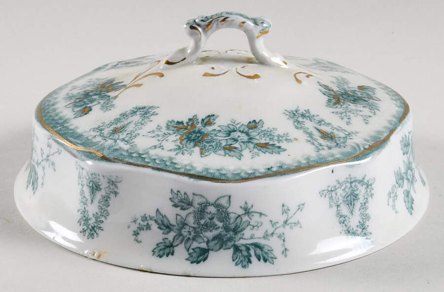 Brussels Green (Gold Trim) Lid for Round Butter by Grindley-1