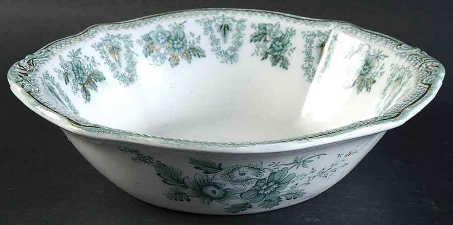 Brussels Green (Gold Trim) 7" Round Vegetable Bowl by Grindley-1