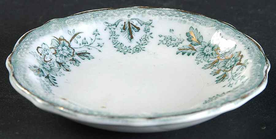 Brussels Green (Gold Trim) Butter Pat by Grindley-1